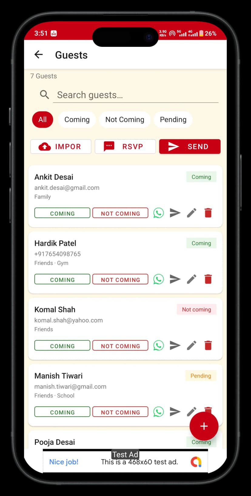 InvitePro guest list management screen